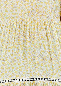 Yellow Floral Top with Crochet Detail - FINAL SALE
