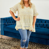 Yellow Floral Top with Crochet Detail - LAST ONES FINAL SALE