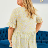 Yellow Floral Top with Crochet Detail - LAST ONES FINAL SALE