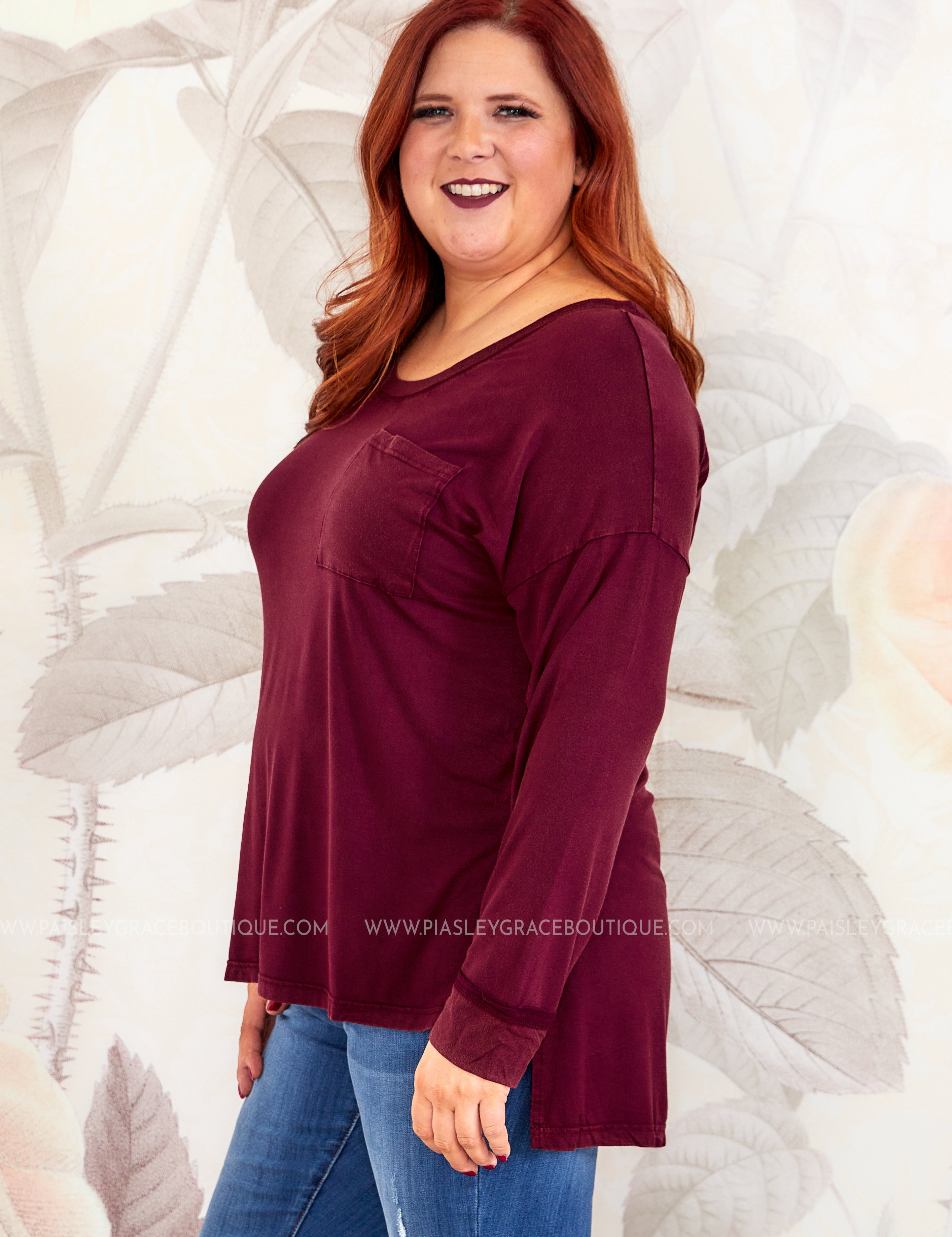 Wilma Top - Burgundy - LAST ONES FINAL SALE