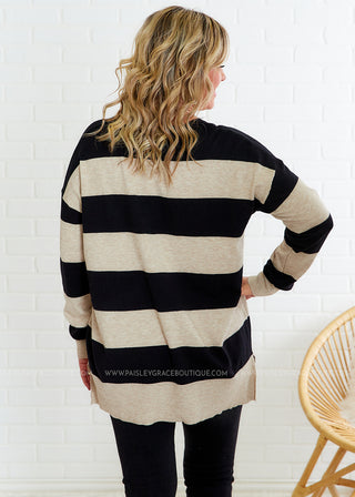 Let's Get Away Sweater - Taupe/Black - FINAL SALE