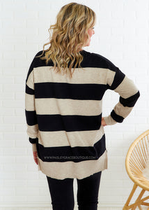 Let's Get Away Sweater - Taupe/Black - FINAL SALE
