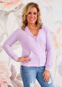 Honeycomb Zip Up - Lilac - FINAL SALE