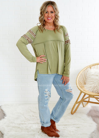 Hometown Glory Top - Olive - FINAL SALE