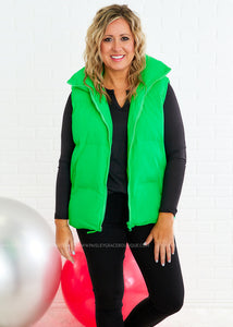 Lara Puffer Vest - Green - FINAL SALE