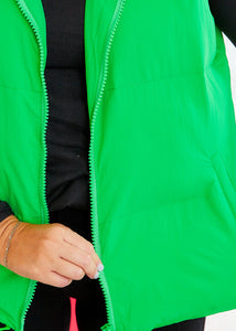 Lara Puffer Vest - Green - FINAL SALE