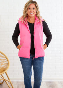 Lara Puffer Vest - Hot Pink - FINAL SALE