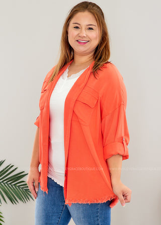 Introducing Me Top/Shacket - Coral - FINAL SALE