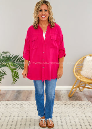 Introducing Me Top/Shacket - Hot Pink - FINAL SALE