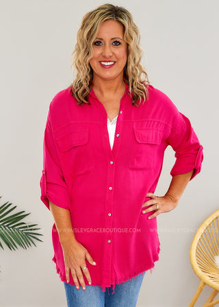 Introducing Me Top/Shacket - Hot Pink - FINAL SALE