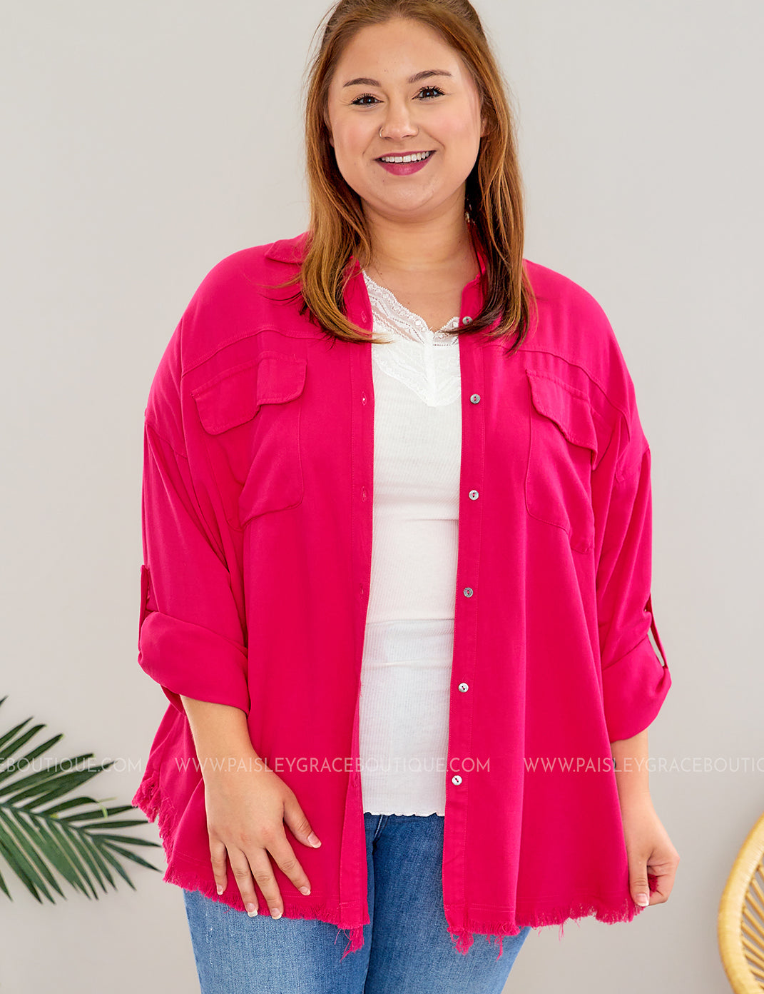 Introducing Me Top/Shacket - Hot Pink* FINAL SALE *