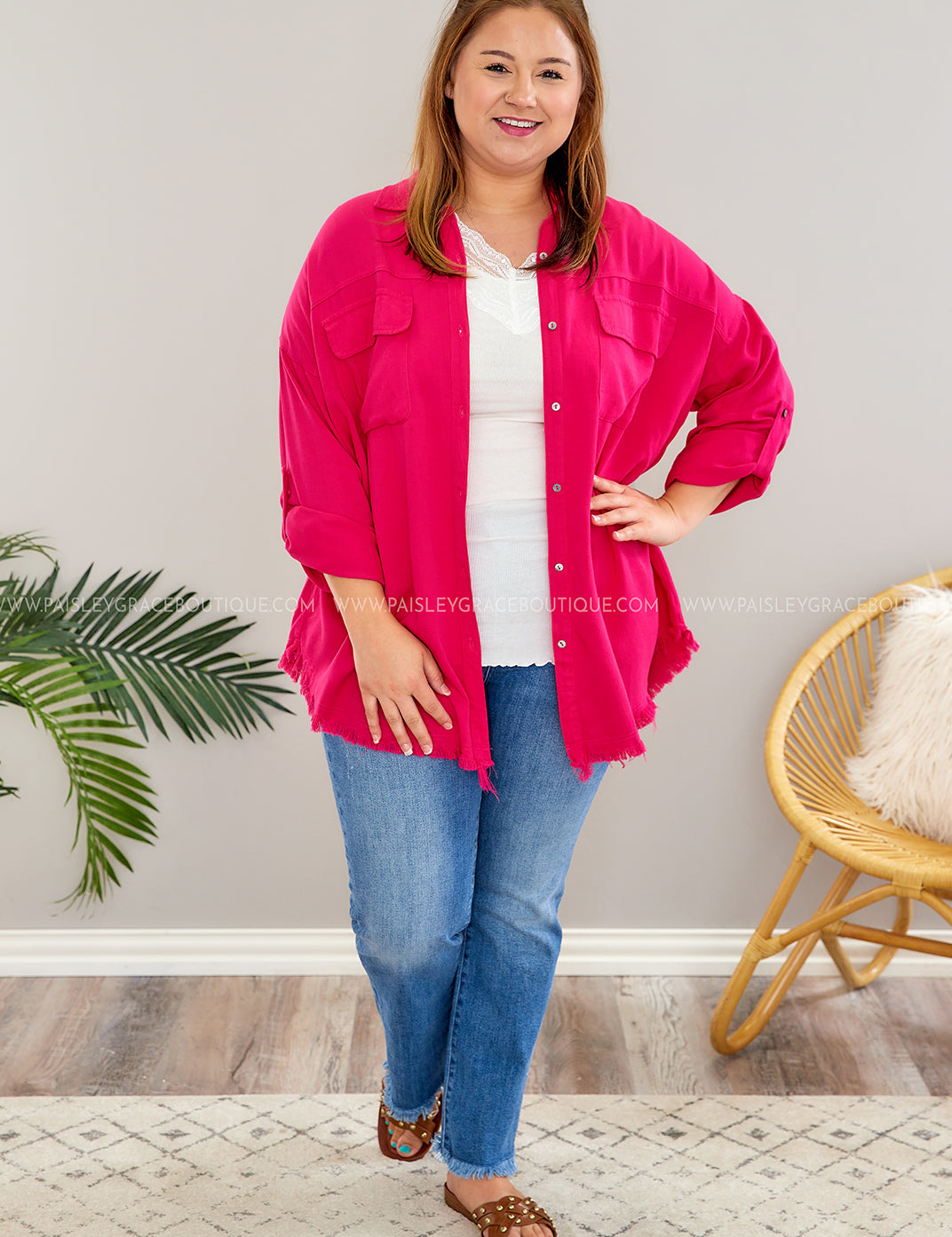 Introducing Me Top/Shacket - Hot Pink* FINAL SALE *