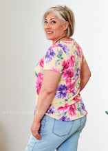 Load image into Gallery viewer, Yellow &amp; Pink Floral Scoop Neck Top  - FINAL SALE
