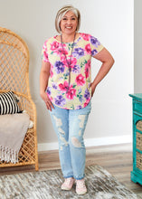 Load image into Gallery viewer, Yellow &amp; Pink Floral Scoop Neck Top  - FINAL SALE
