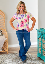 Load image into Gallery viewer, Yellow &amp; Pink Floral Scoop Neck Top  - FINAL SALE
