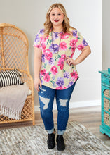 Load image into Gallery viewer, Yellow &amp; Pink Floral Scoop Neck Top  - FINAL SALE
