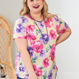 Yellow & Pink Floral Scoop Neck Top* LAST ONES FINAL SALE *