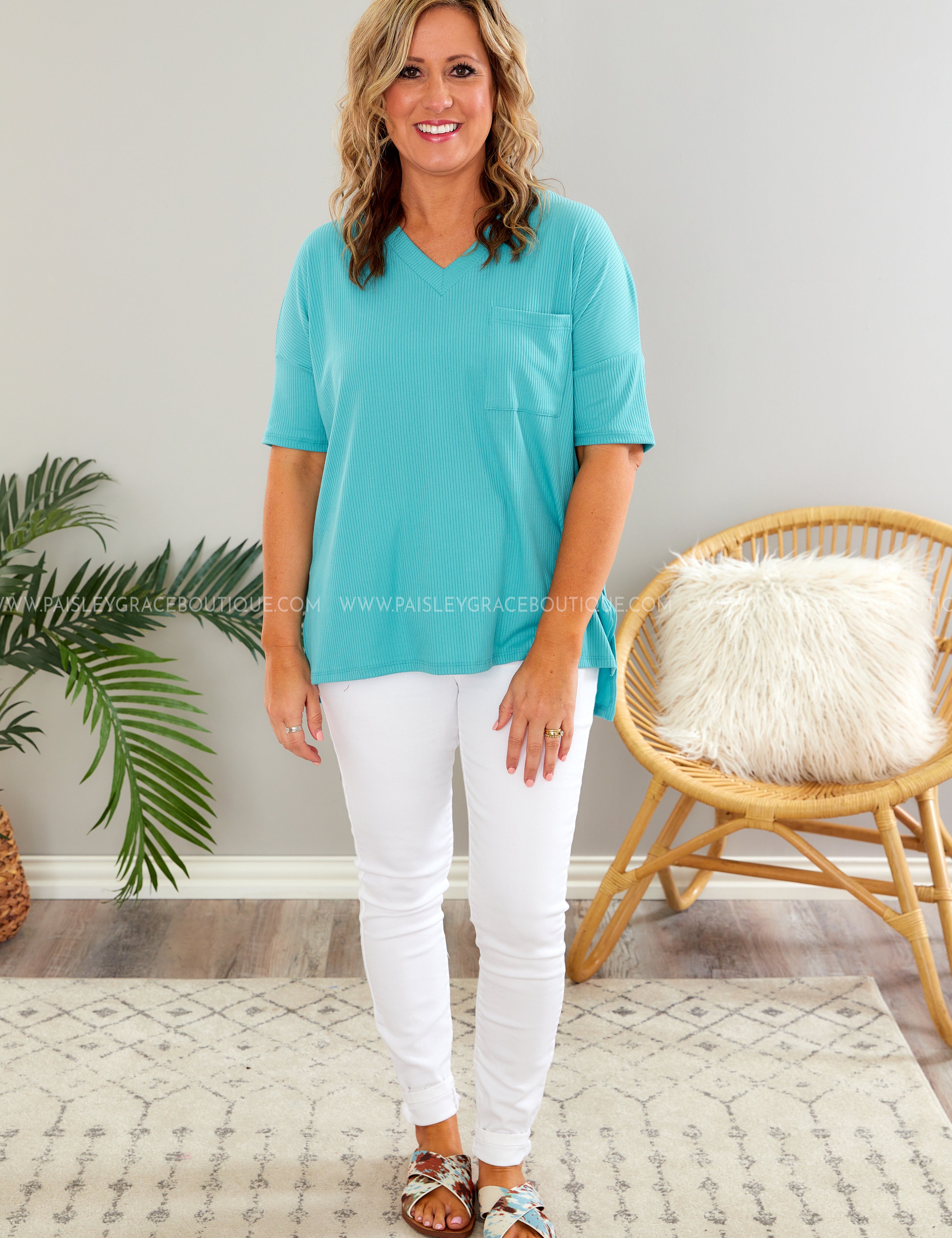 Jet to Paradise Top - Aqua* LAST ONES FINAL SALE *