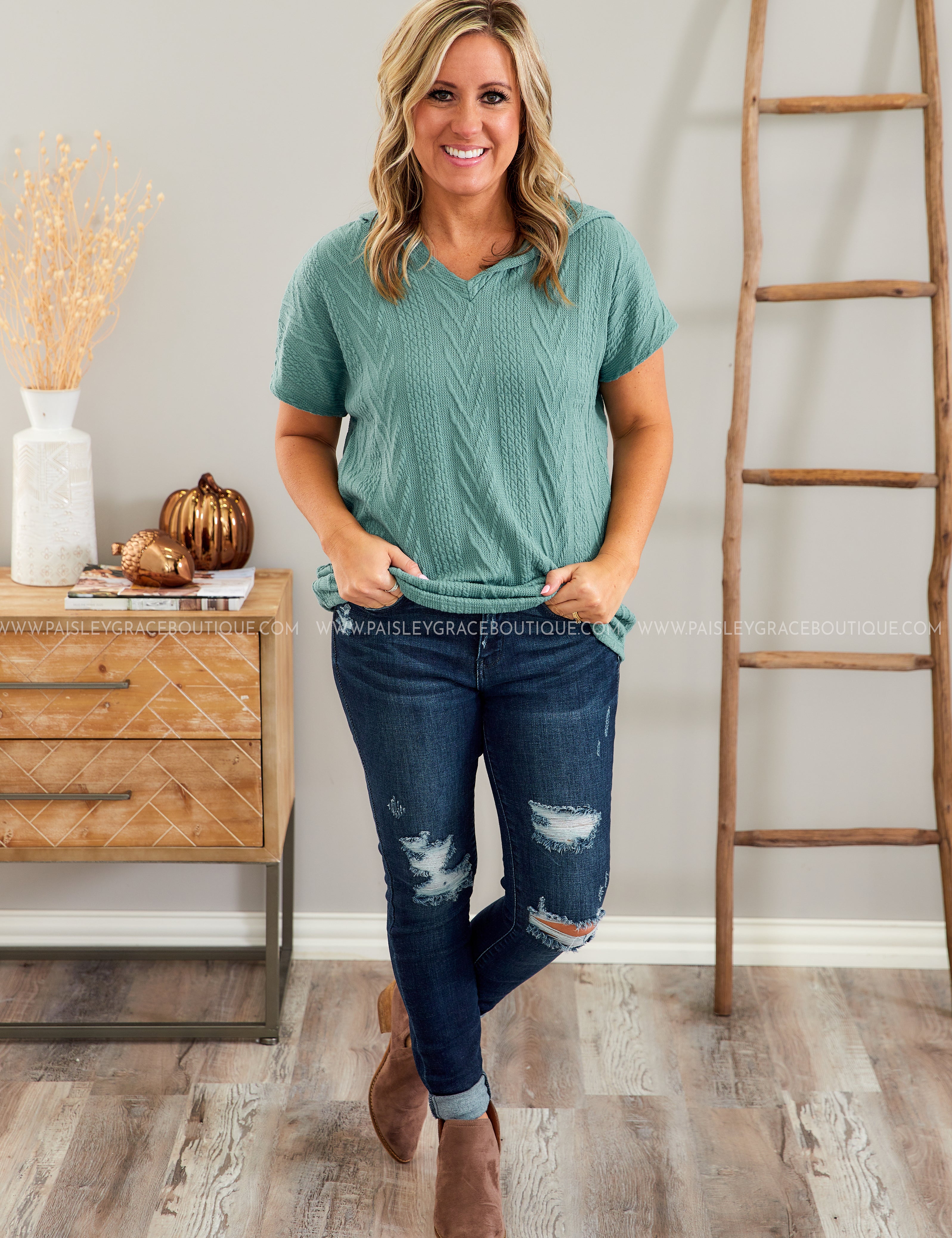Bet on You Hooded Top - TEAL - LAST ONES FINAL SALE