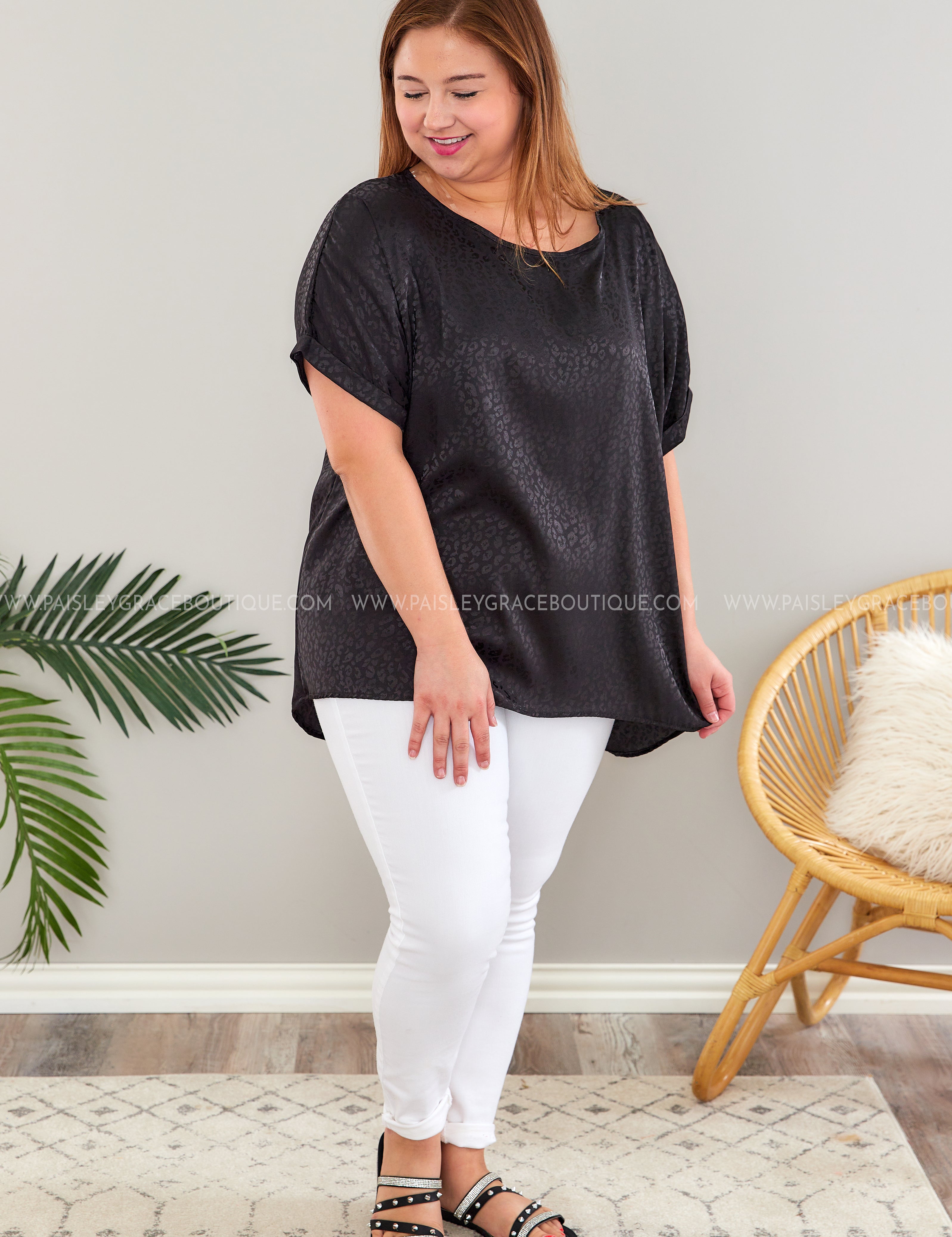 Shine Brighter Leopard Top - Black* LAST ONES FINAL SALE *