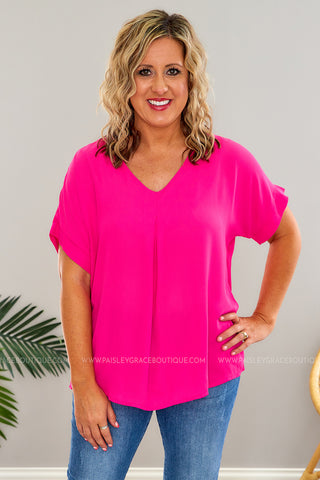 Can't Back Down Top - Fuchsia - LAST ONE FINAL SALE