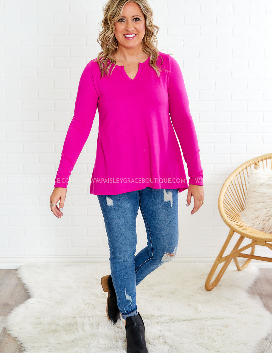 Faithfully Sure Top - Fuchsia* LAST ONES FINAL SALE *