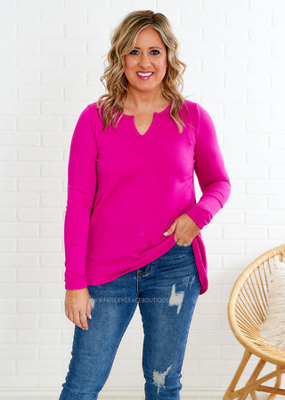 Faithfully Sure Top - Fuchsia - FINAL SALE