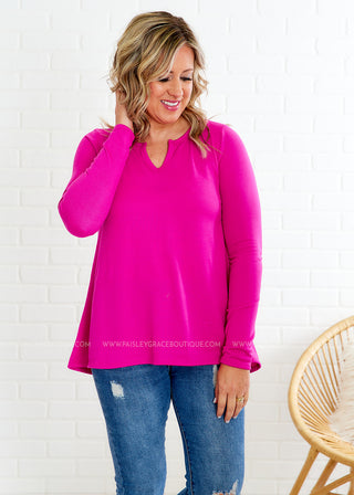 Faithfully Sure Top - Fuchsia - FINAL SALE