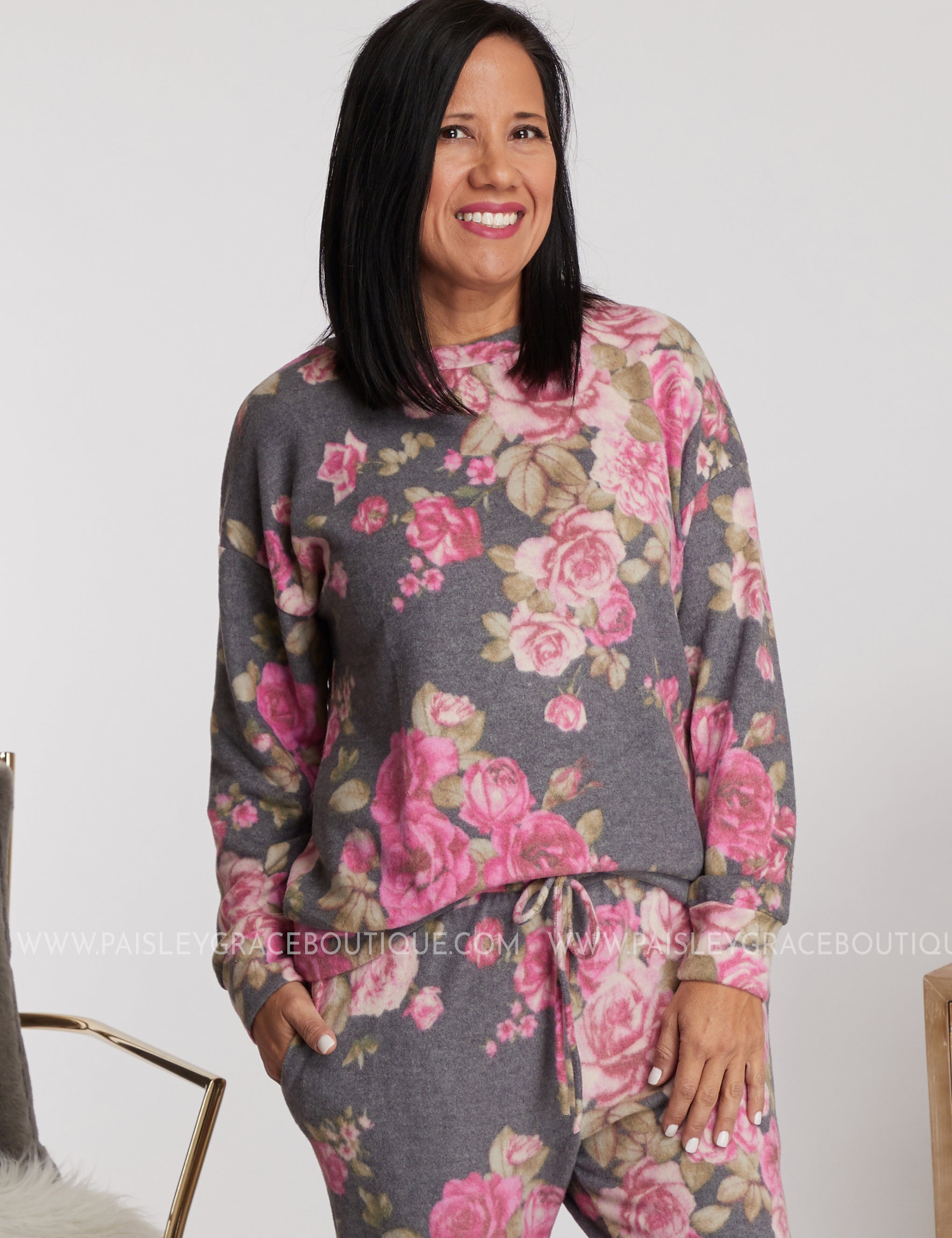 All Is Rosy Top- CHARCOAL - LAST ONES FINAL SALE