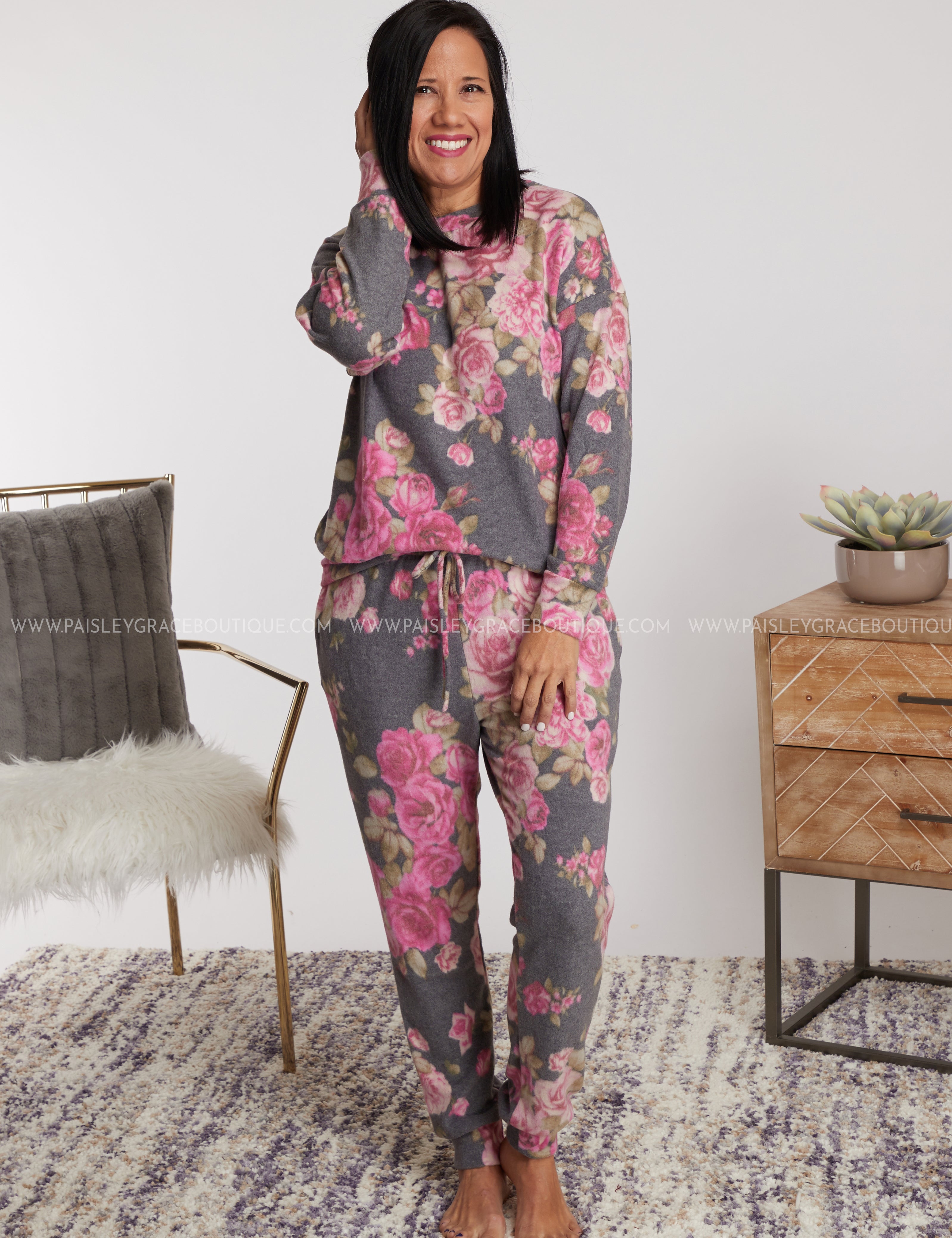 All Is Rosy Top- CHARCOAL - LAST ONES FINAL SALE