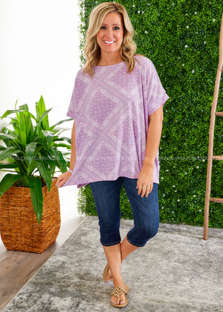 Lavender Paisley Knit Poncho - LAST ONE FINAL SALE