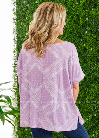 Lavender Paisley Knit Poncho - LAST ONE FINAL SALE