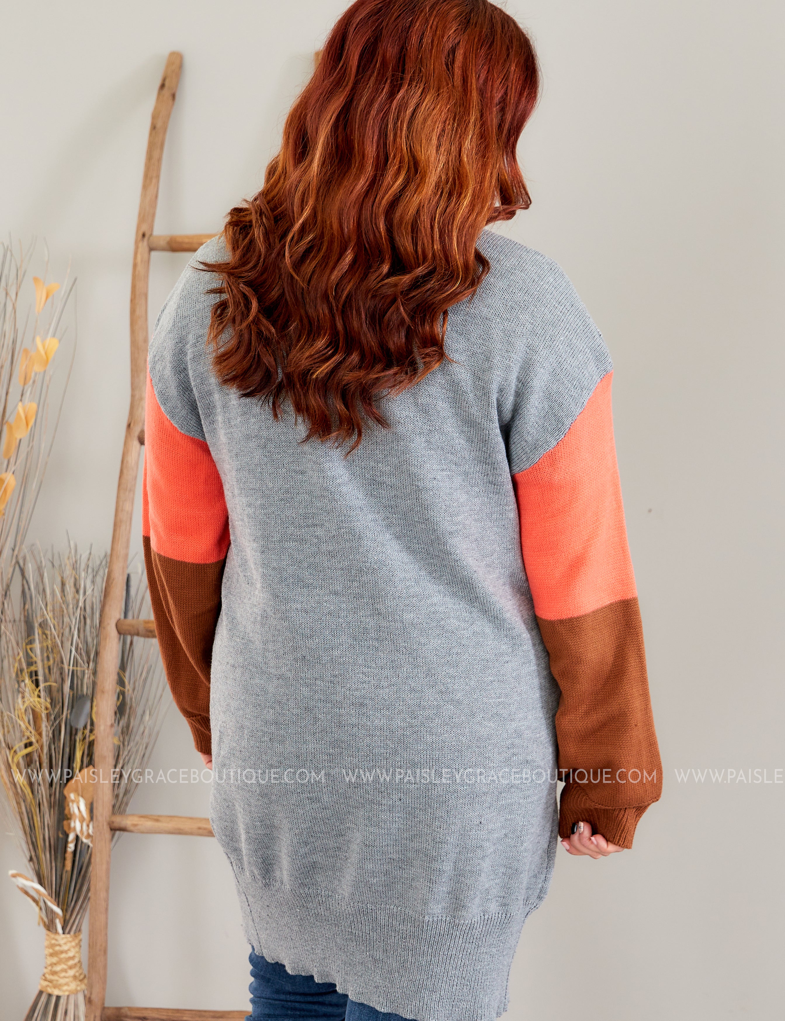 McKinney Cardigan- Grey/Coral - LAST ONES FINAL SALE