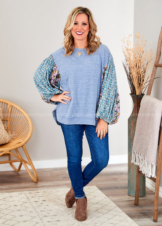 Serene Meadows Top - Blue - LAST ONE FINAL SALE