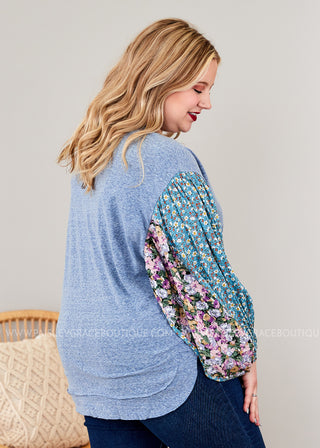 Serene Meadows Top - Blue - LAST ONE FINAL SALE