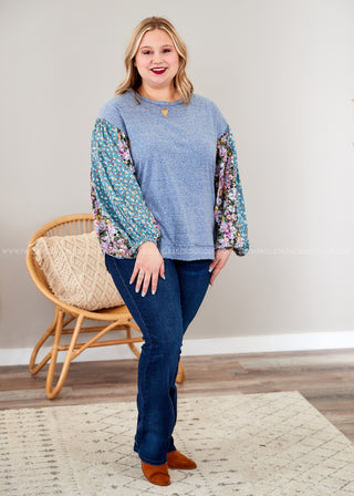 Serene Meadows Top - Blue - LAST ONE FINAL SALE