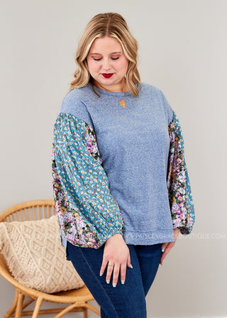 Serene Meadows Top - Blue - LAST ONE FINAL SALE