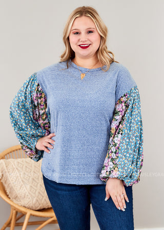 Serene Meadows Top - Blue - LAST ONE FINAL SALE