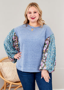 Serene Meadows Top - Blue - FINAL SALE