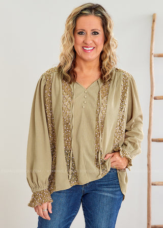 Hung the Moon Top - Olive - FINAL SALE