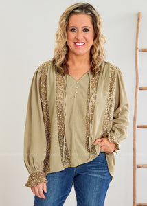 Hung the Moon Top - Olive - FINAL SALE