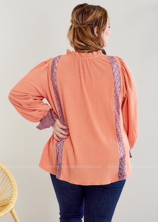 Hung the Moon Top - Coral - FINAL SALE