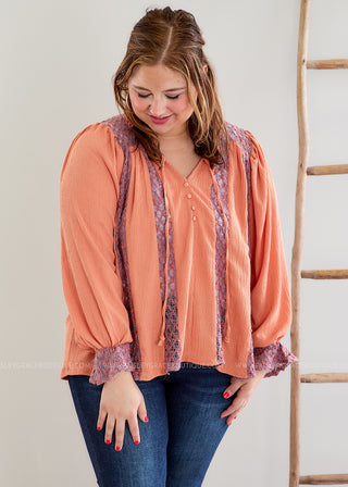 Hung the Moon Top - Coral - FINAL SALE