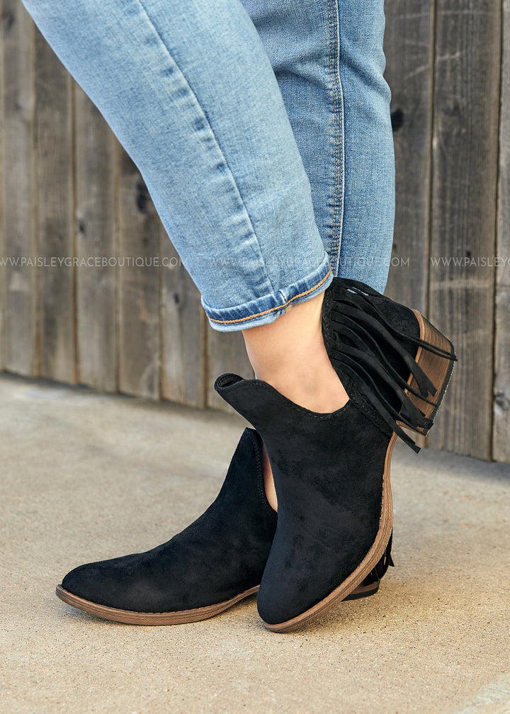 Trio Fringe Boots by Very G - Black - FINAL SALE
