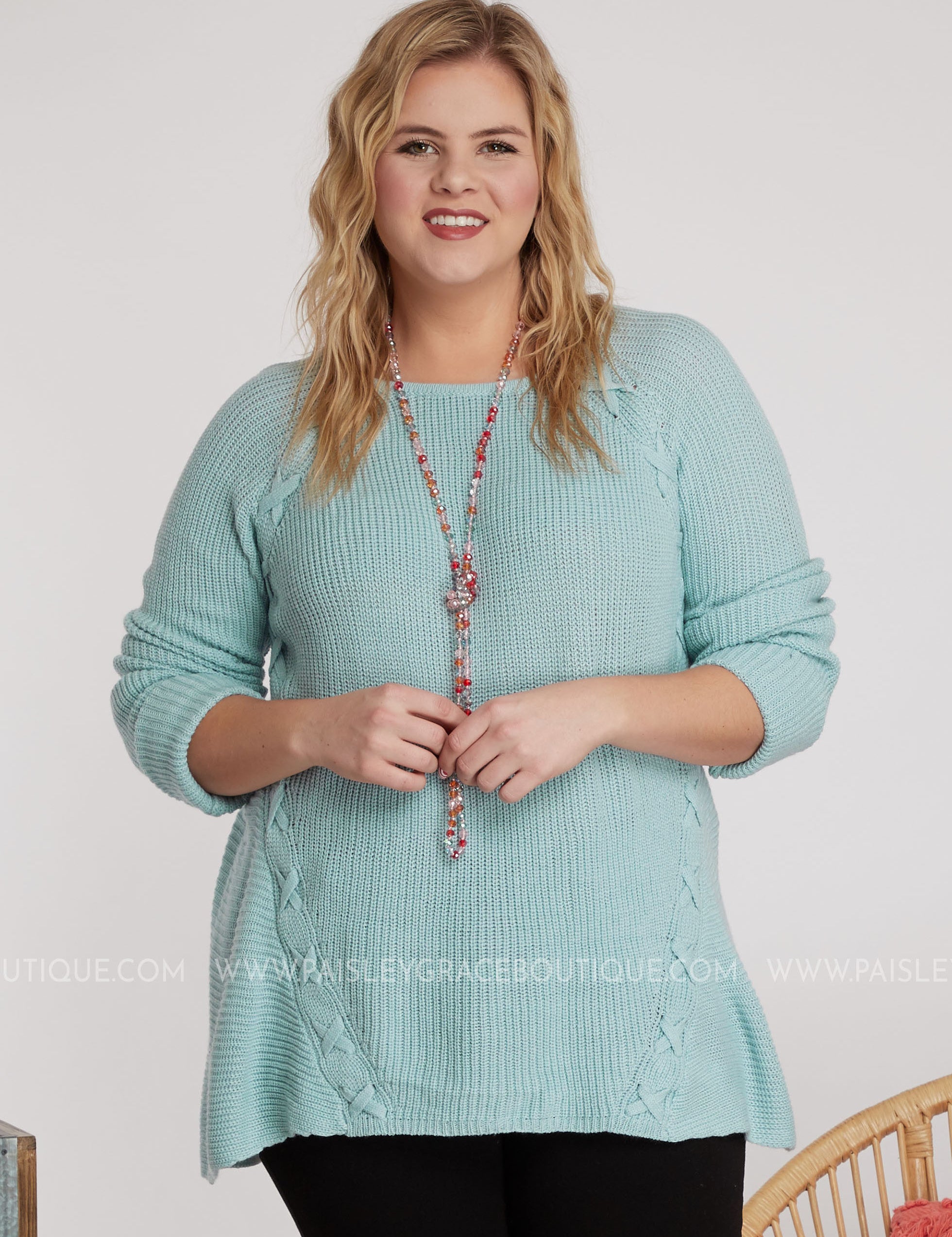 Laced With Love Sweater-ICE BLUE - LAST ONES FINAL SALE