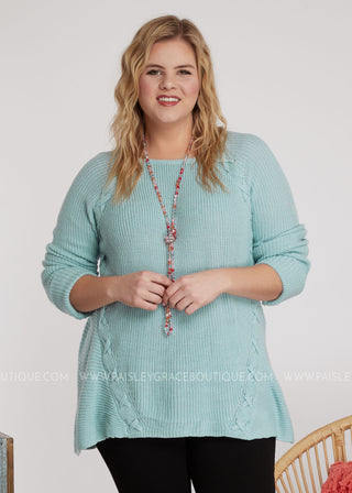 Laced With Love Sweater-ICE BLUE - FINAL SALE