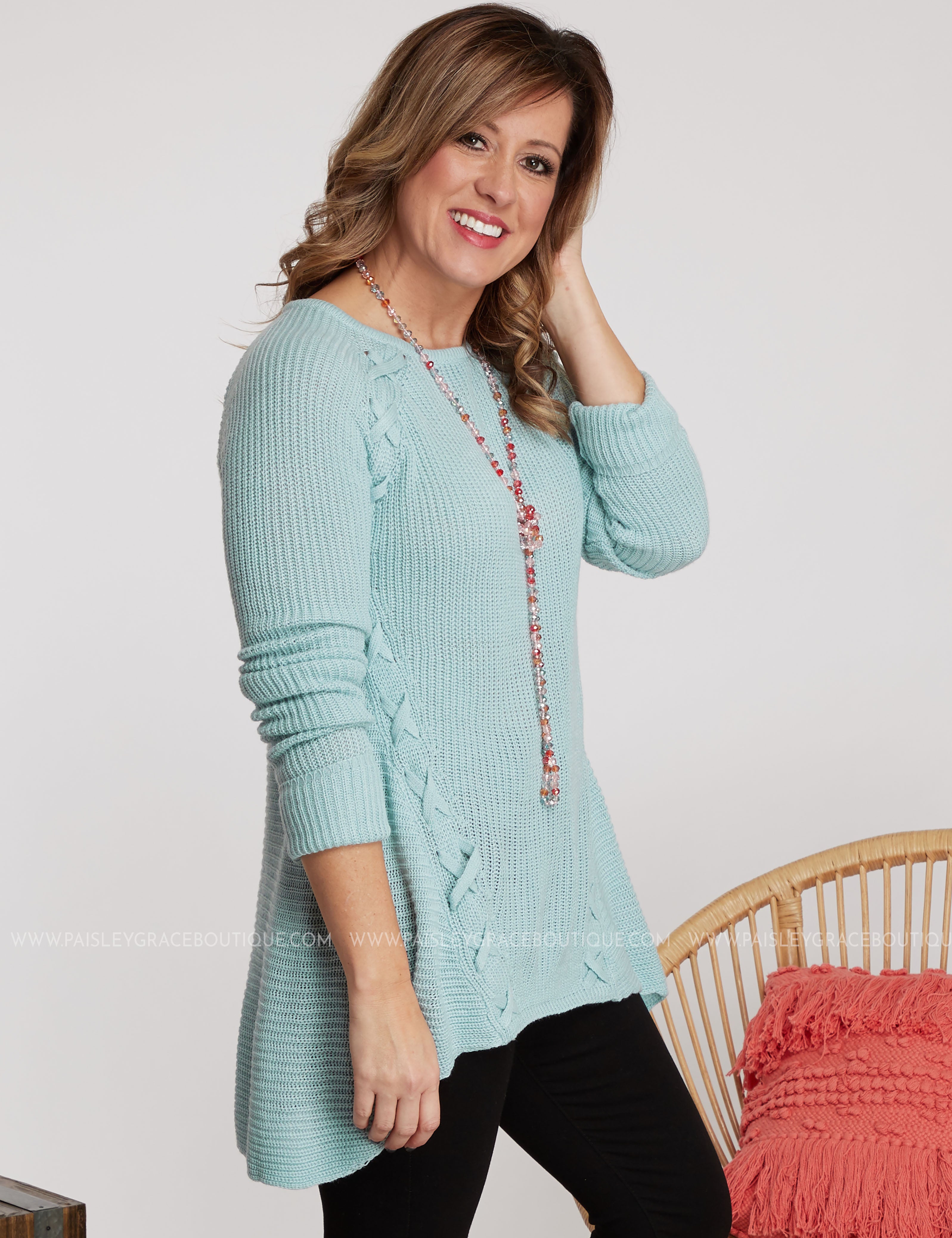 Laced With Love Sweater-ICE BLUE - LAST ONES FINAL SALE