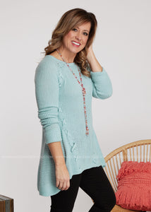 Laced With Love Sweater-ICE BLUE - FINAL SALE