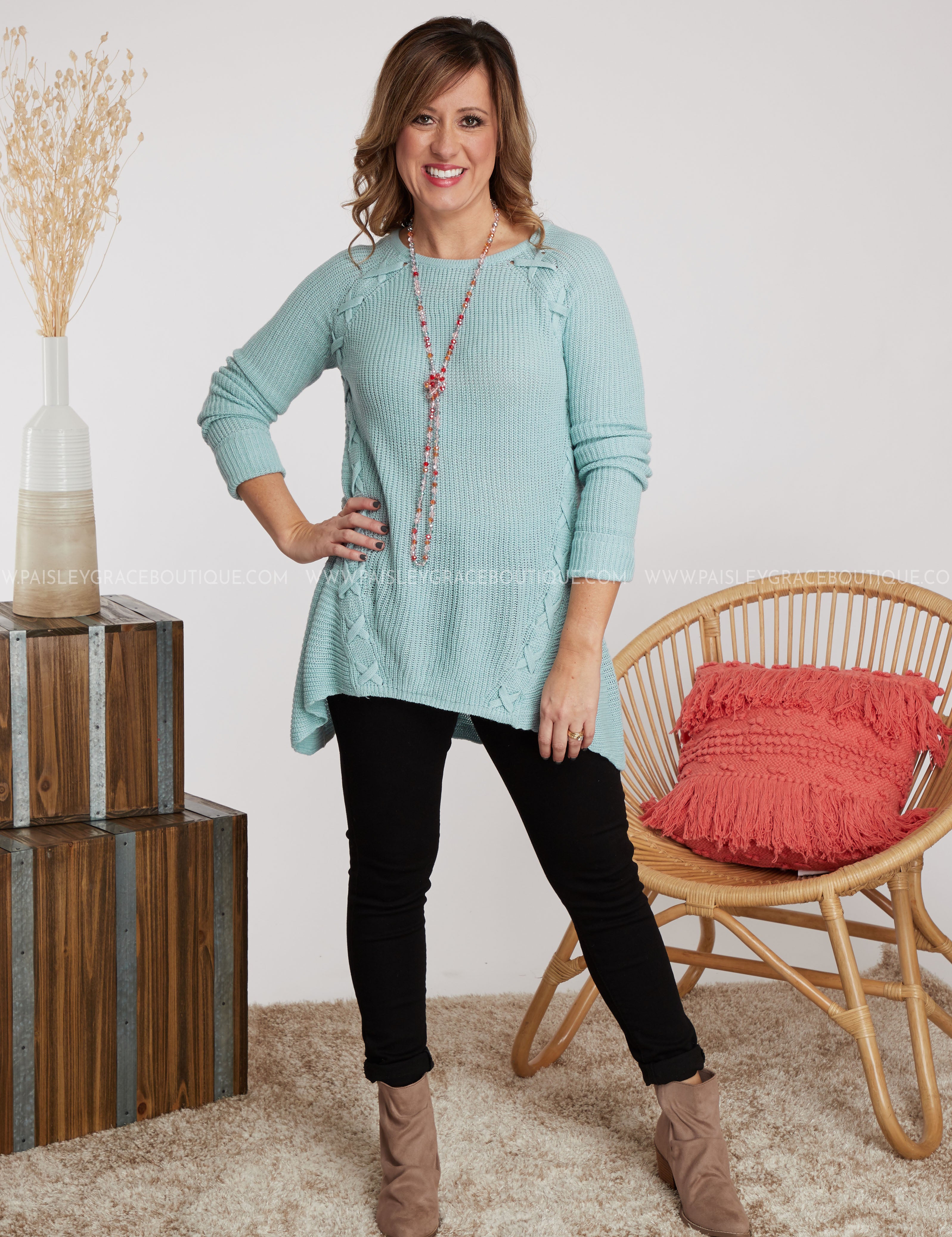Laced With Love Sweater-ICE BLUE - LAST ONES FINAL SALE