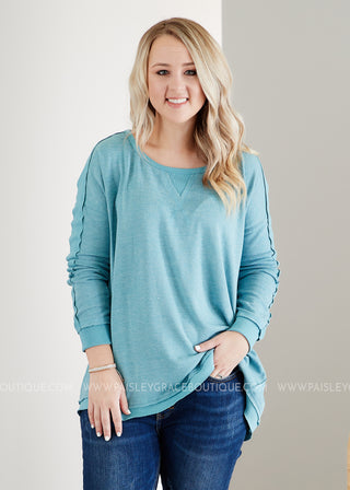 Calm & Collected Top- BLUE  - LAST ONE FINAL SALE